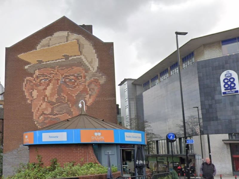 This brick homage to the city's steel-making heritage is one of Sheffield's most famous pieces of street art. The work by artist Paul Waplington, on the side of a building at the corner of Castle Street and Snig Hill, in the city centre, is made up of 30,000 bricks of 18 different types and five types of mortar. The mural was created in 1986 by adding an extra layer of bricks to the 19th century building.