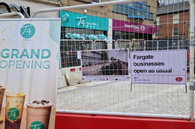 Bubble tea cafe T4 held its grand opening ‘behind’ barriers on Fargate due to revamp work.