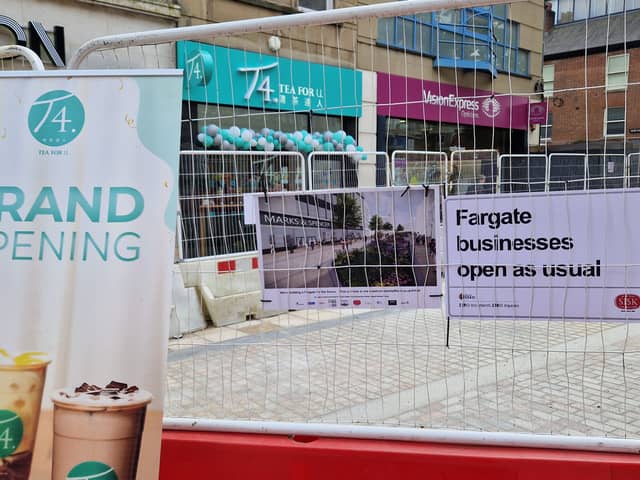 Bubble tea cafe T4 held its grand opening ‘behind’ barriers on Fargate due to revamp work.