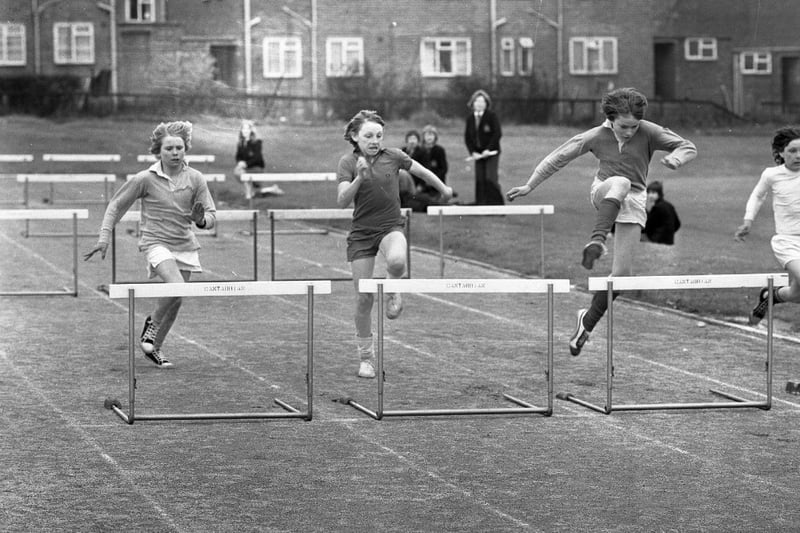 Tackling the hurdles at the Pennywell School sports day in 1974. 
Step back in time and tell us if you loved the hurdles.