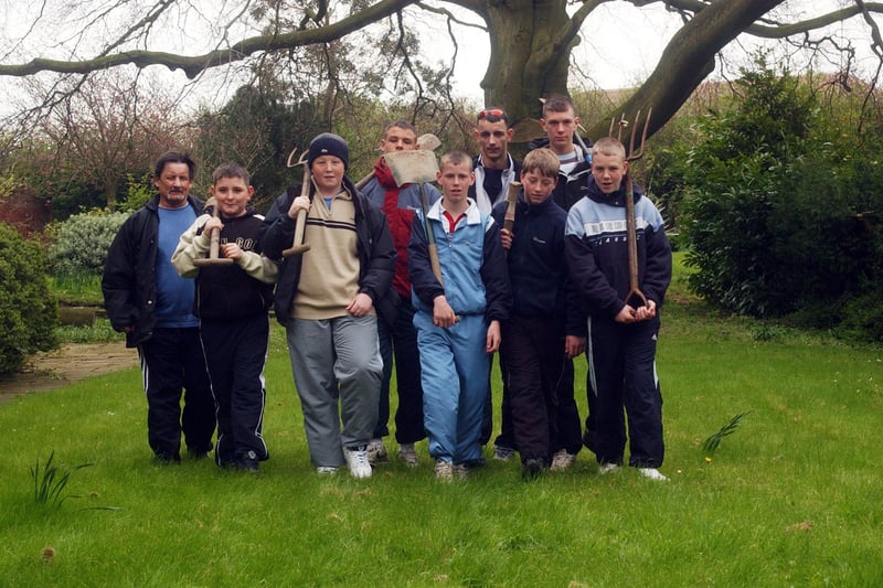 These young boxers were ready to do a few rounds of gardening at Doxford House in April 2005.