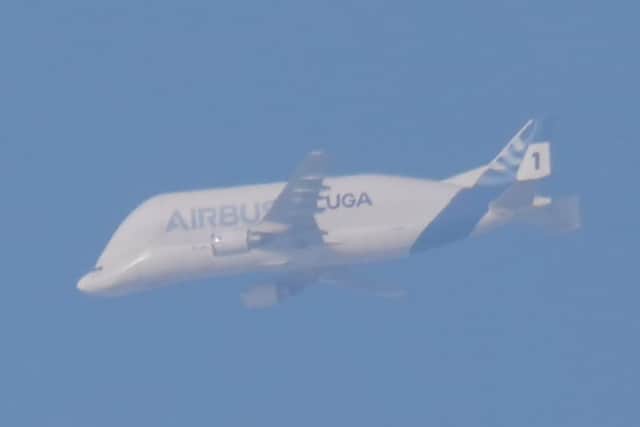 Sheffield resident Sam Wragg captured this image of an Airbus Beluga flying over Sheffield in 2021.