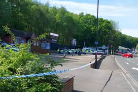 The cordon was in place around the Express Hand Car Wash on Archer Road, Millhouses, opposite the entrance to Millhouses Sainsbury’s for several hours on Saturday (May 11), following an incident in which a man suffered facial injuries. Picture: Tim Hopkinson