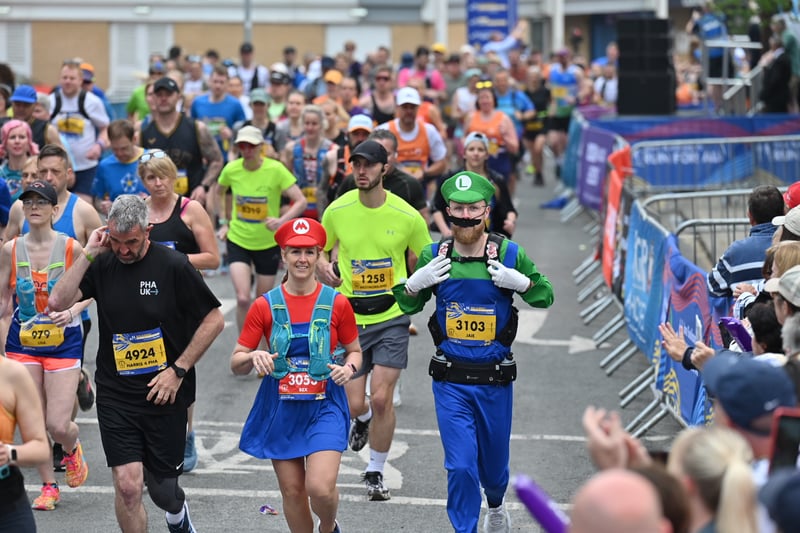A number of runners chose to come in fancy dress - including Mario and Luigi.