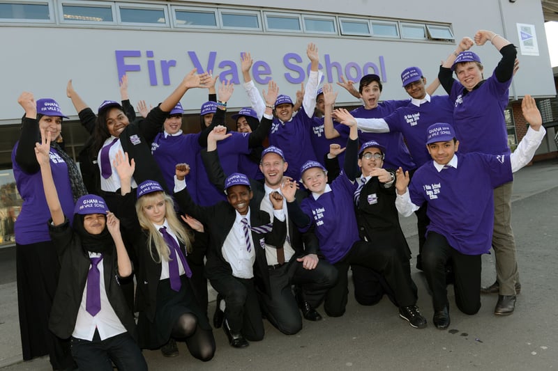 Pupils and staff from Fir Vale School, pictured here all set for a trip to Ghana, 2014.
