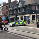 This was the scene on West Street, Sheffield city centre, after an incident earlier this afternoon. Picture: Alastair Ulke 