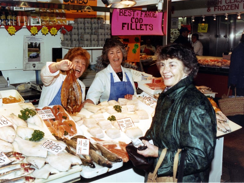 Staff and shoppers at Sheffield's Castle Market in February 1996