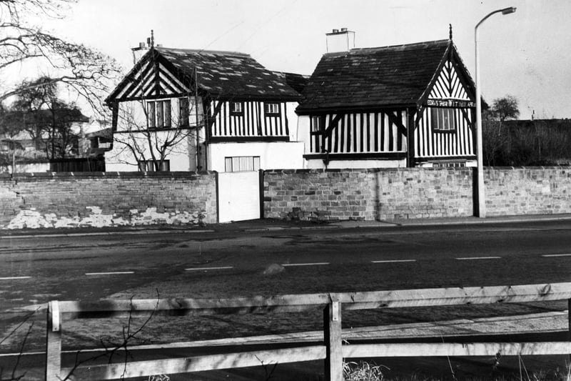 This Tudor style house on the Leeds to Wakefield Road was regarded as one of the finest examples of Tudor architecture in the North. Pictured in January 1967.