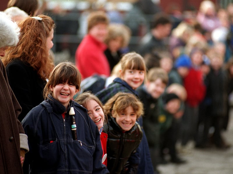 A human chain was formed around the school in a demonstration against its planned closure. Pictured are pupils Gemma Layton, Amelia Hussain, Francesca Shaw and Rosemary Hallatt.