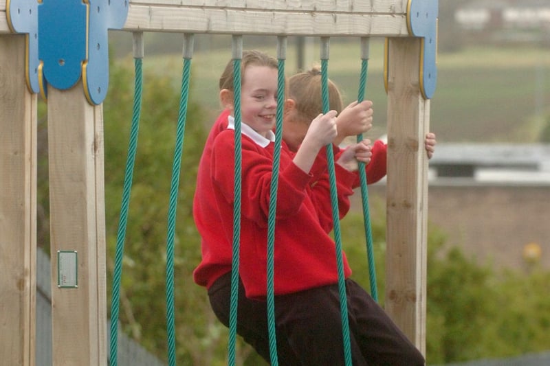 Climbing frame fun for these youngsters. Was this how you spent your school lunch breaks?