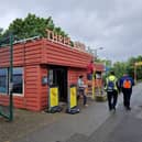 Workers are pictured transforming Hell's Kitchen Diner, on East Bank Road, Sheffield, for a starring role in a film. Picture: David Kessen, National World