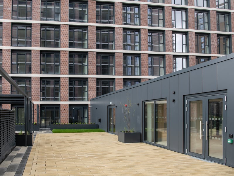 The development has a communal outdoor garden