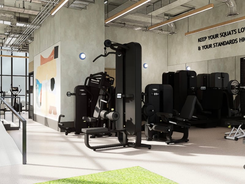 A Peloton room and 24/7 gym will be housed on the top floor - here's a CGI image of what it will look like