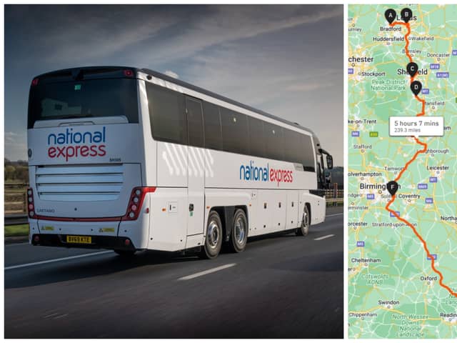 National Express is launching a new overnight service back going both ways between Bradford, Leeds, Sheffield, Chesterfield, Derby, Birmingham Airport and London Heathrow.