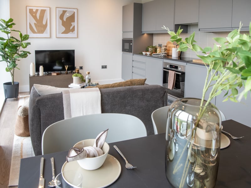 Studios start at £1,050 per month, while three-bedroom apartments start at £2,100