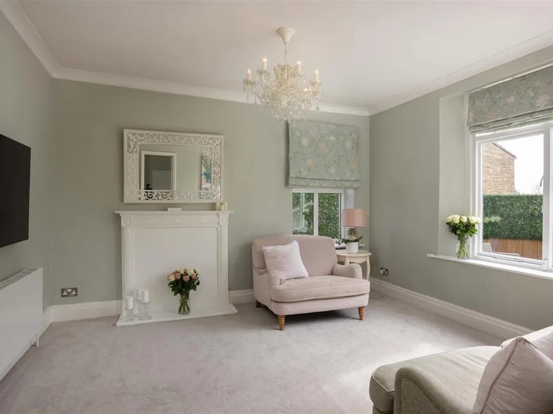 The living room is bright and airy