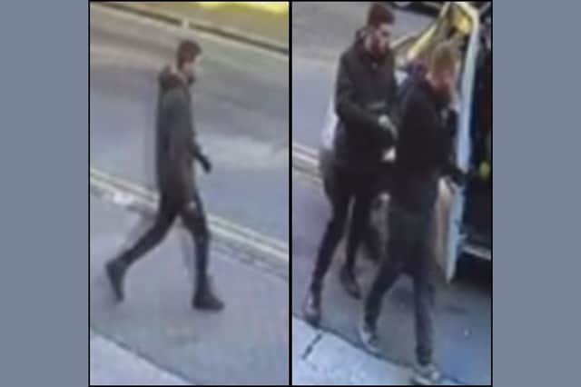 Officers have released CCTV images showing two men they would like to identify as part of their investigation into a car theft in Sheffield.