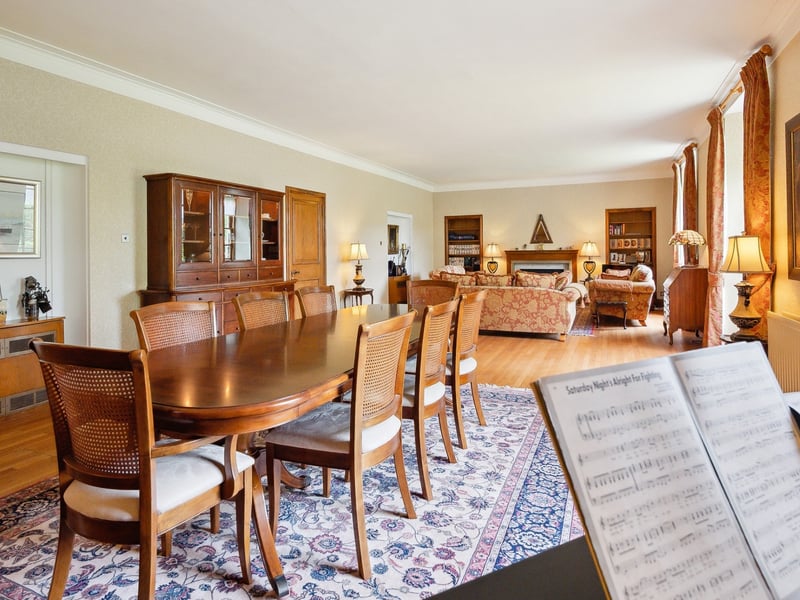 The open-plan dining living space is ideal for hosting guests