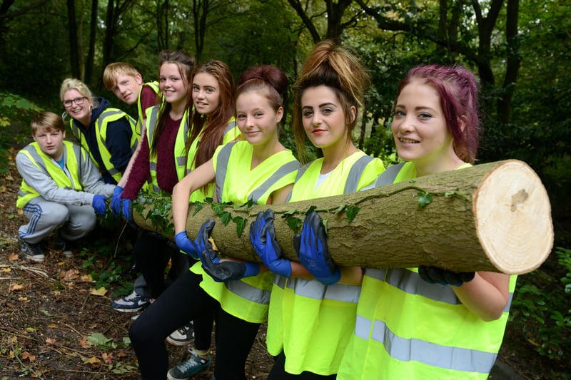 Volunteers from Seaham School of Technology helped to clear forest areas in Seaham's Flower Park in 2014.