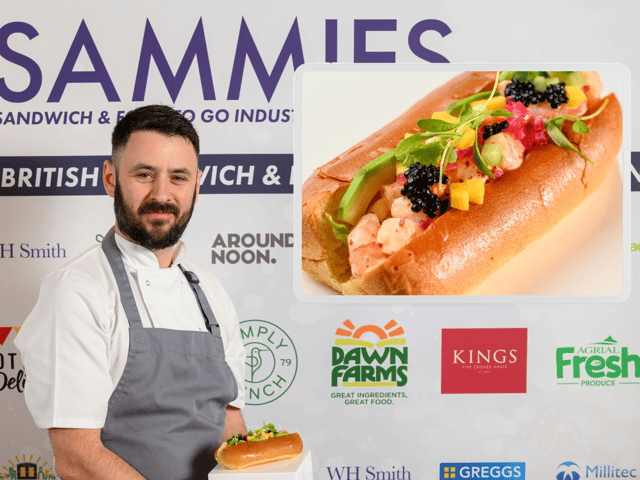 James Burgess and his California Prawn Roll which took top prize at the Sammies 2024.