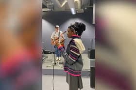 A talented Sheffield music student performs with Ed Sheeran during a surprise visit to the city.
