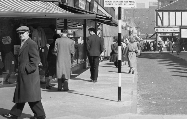 Maritime Terrace in April 1960 and the men were out looking for new suits in Greenwoods.