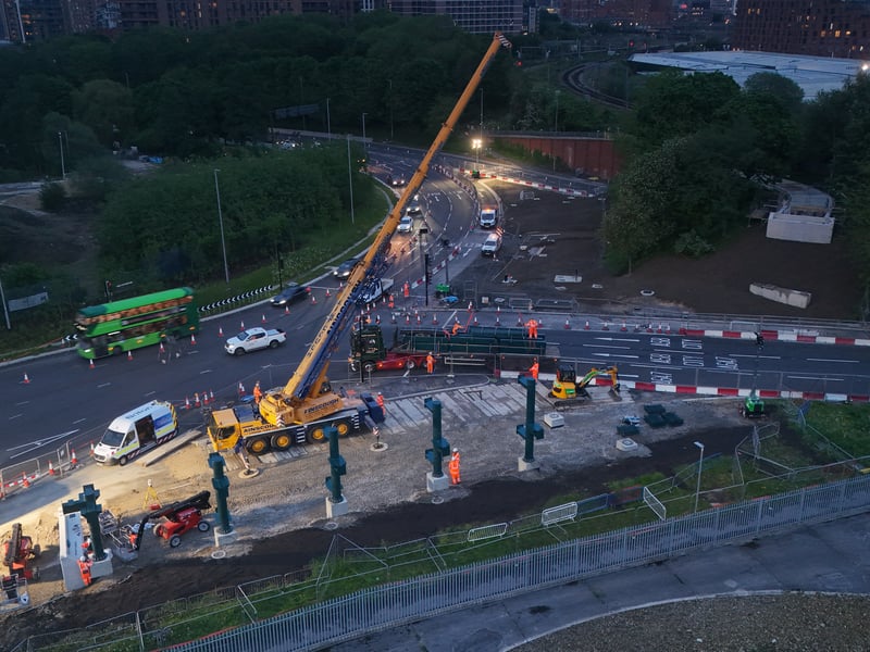 Spence Lane footbridge spans 32.9 metres long and four metres wide. It will cross over the A643 and join either side by two new accessible ramps to better meet the needs of non-motorised users and people with disabilities.