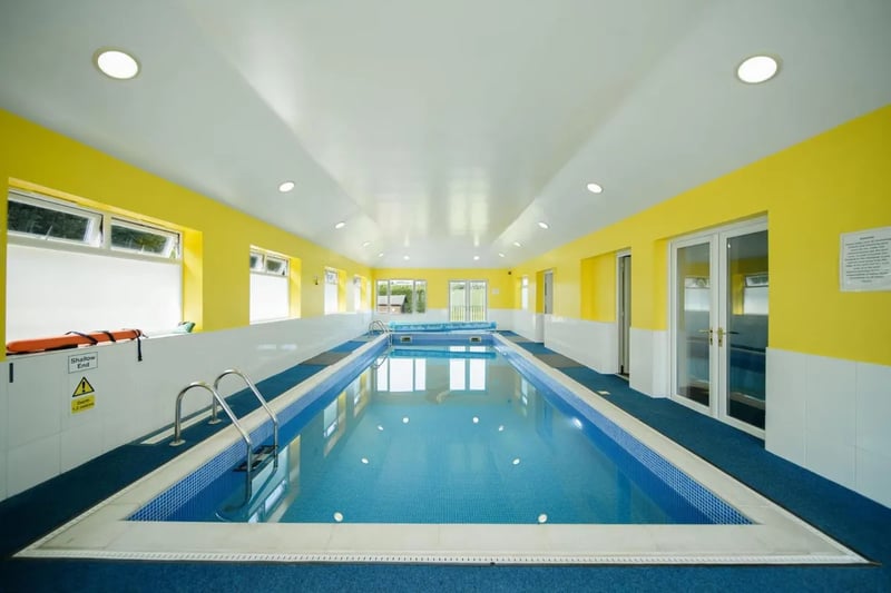A standout feature of this property is the heated indoor pool, complete with separate changing rooms and its own entrance.