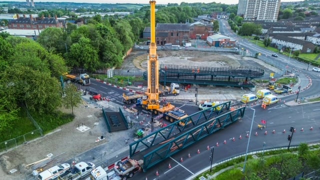 The giant crane was placed on the A643 northbound carriageway.
