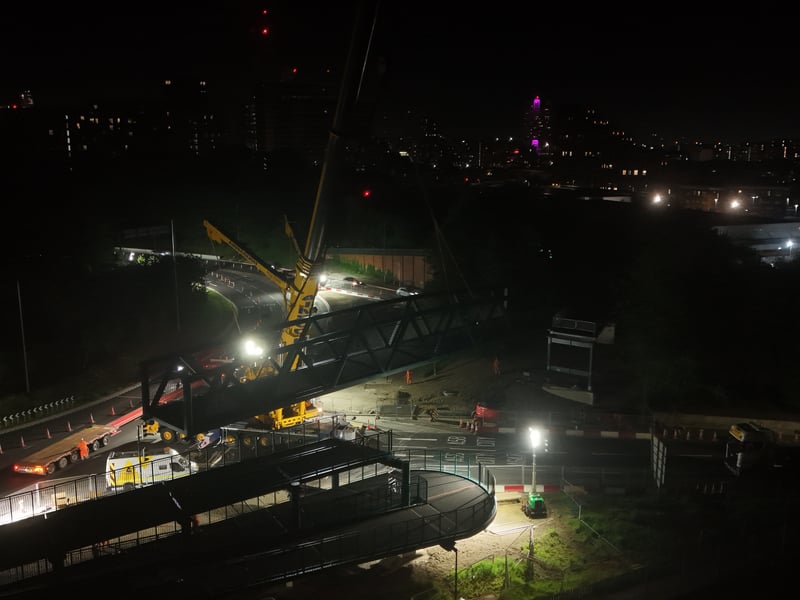 The original 50-year-old Spence Lane footbridge was removed from the junction in October.