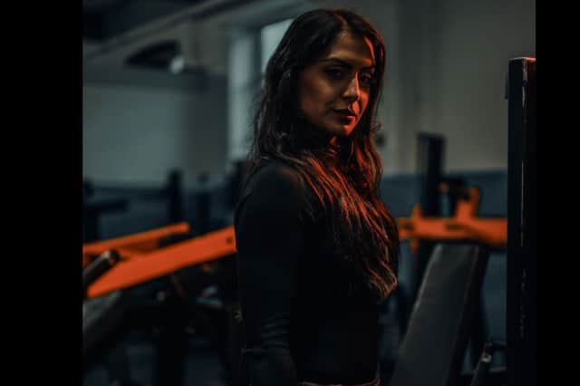 Actress Shafina Shah as Aella in Bullet, in a photo taken at Muscle Madness gym in Sheffield. Photo: Darksky Entertainment