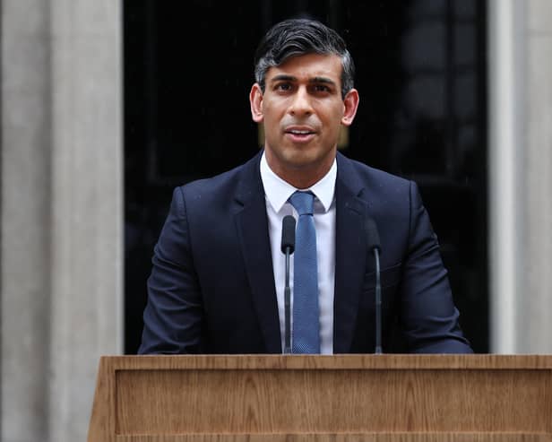 Britain's Prime Minister Rishi Sunak announces the general election will be held on July 4, 2024. (Photo by HENRY NICHOLLS / AFP)