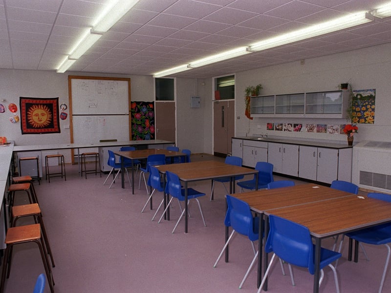Inside a textile classroom in September 1996.