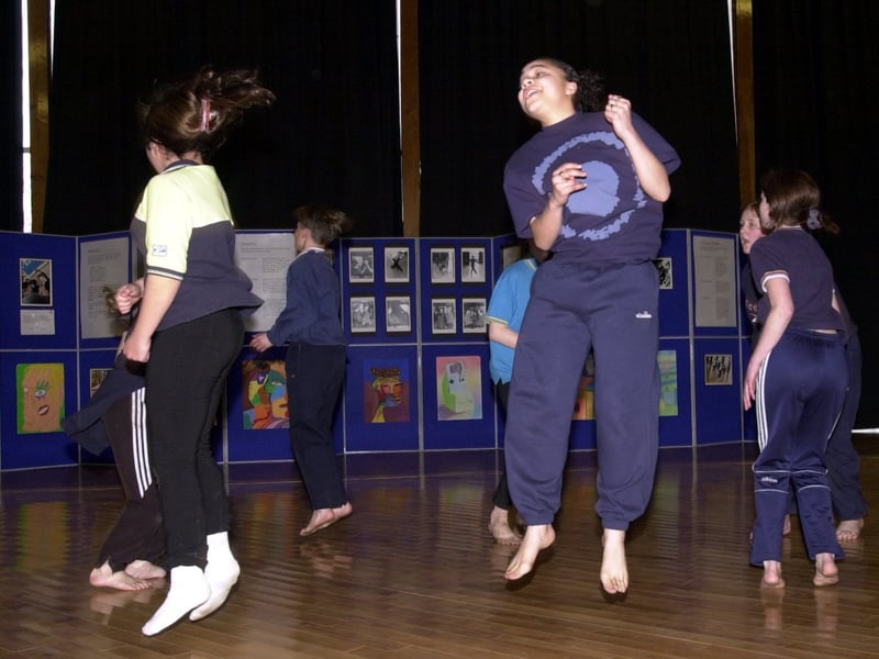 Pupils taking part in a dance production at the launch of the Richmond Hill Achievement Zone in March 2001.