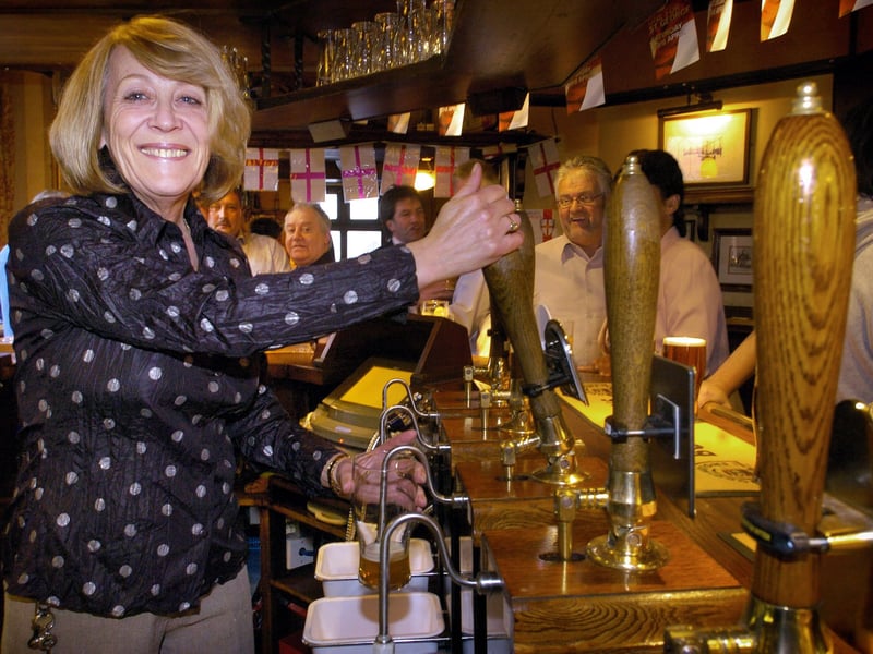 Val Ballantyne, pictured pulling her last pint after 16 years at The Thatched.
