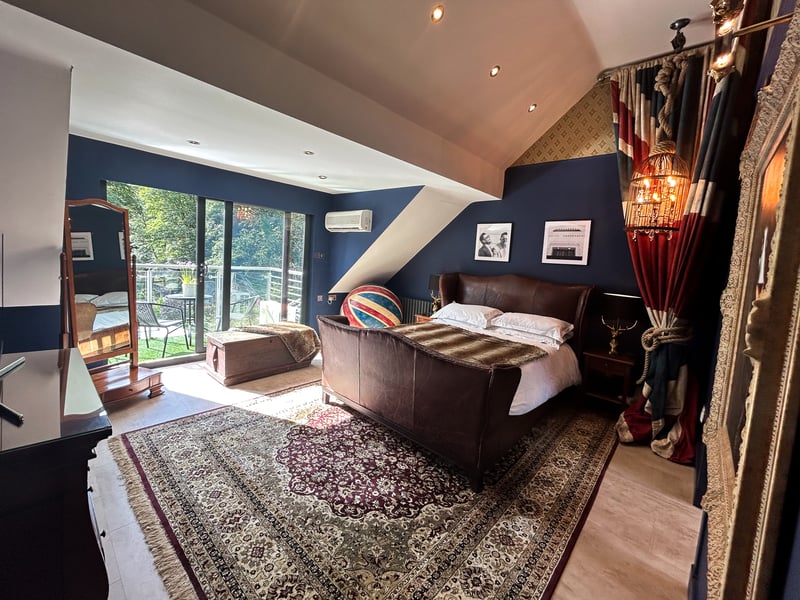 The striking bedroom at Kirtle Water Grange