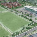 Artists impression of the planned estate and leisure centre on former playing fields near Rainbow Forge School