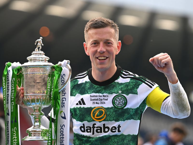A more composed but equally as happy Celtic captain.