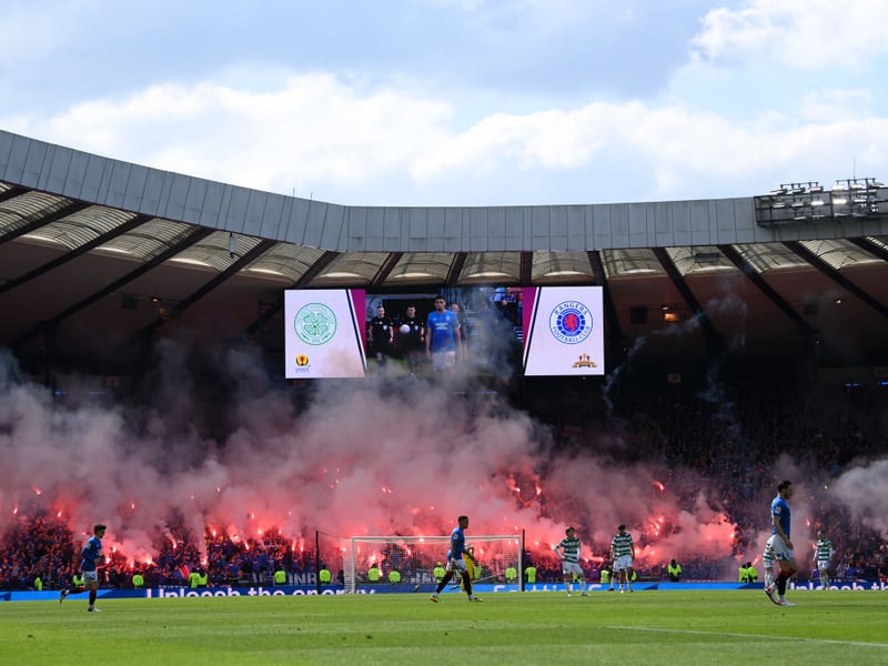 The Rangers fans let off plenty of fireworks pre-match and at the start of the second half pyro was plentiful.