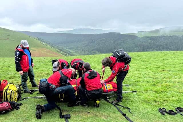A horse rider required hospital treatment after falling to the ground in the Peak District. Photo: Edale Mountain Rescue Team
