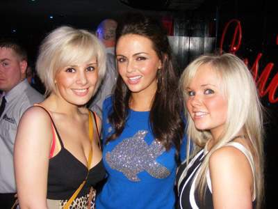 The Residence Nightclub Mercedes McQueen, centre, from Hollyoaks and friends