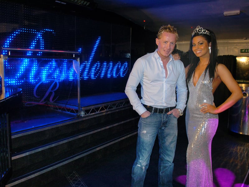 This was when The Residence celebrated 10 years in business. Owner Elliott Simpson and Miss Poulton Jade Slusarczyk in the club