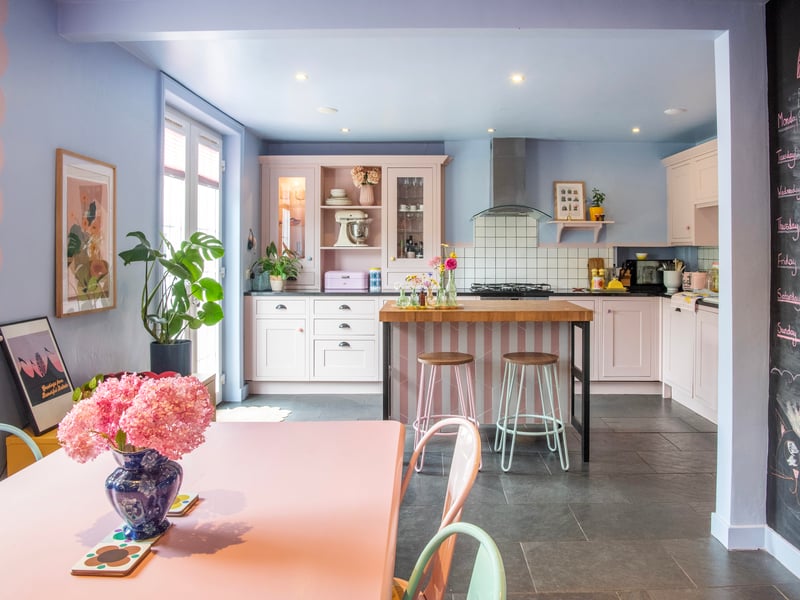She has transformed the interior with paint and clever upcycling techniques.
Throughout the four-bedroomed property the theme is childhood and nostalgia.