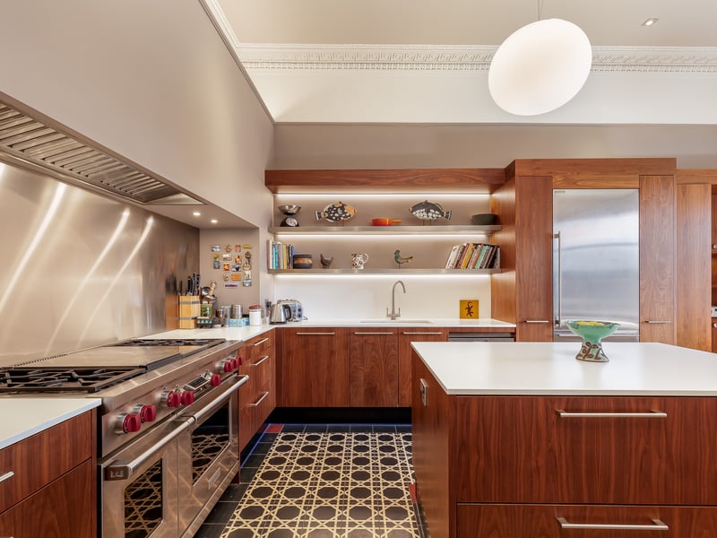 The modern kitchen is ideal for entertaining in.