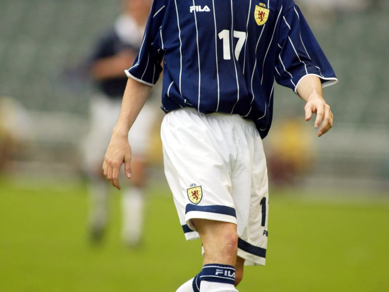 Made famous by a young James McFadden, this is the first Scotland shirt on the list not made by Umbro. The pinstripe Fila design has a huge collar and extremely long sleeves but still holds plenty value. Worth £99.99 in excellent condition.