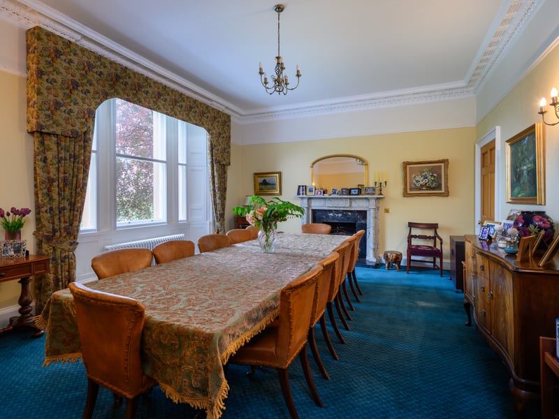The dining room has plenty of space for entertaining friends and family.