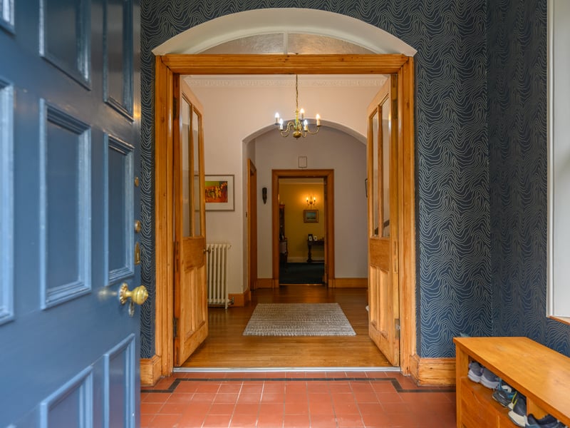 The couple carried out some renovation work when they moved in, which included rewiring and new heating, and the welcoming entrance hall is beautifully decorated.