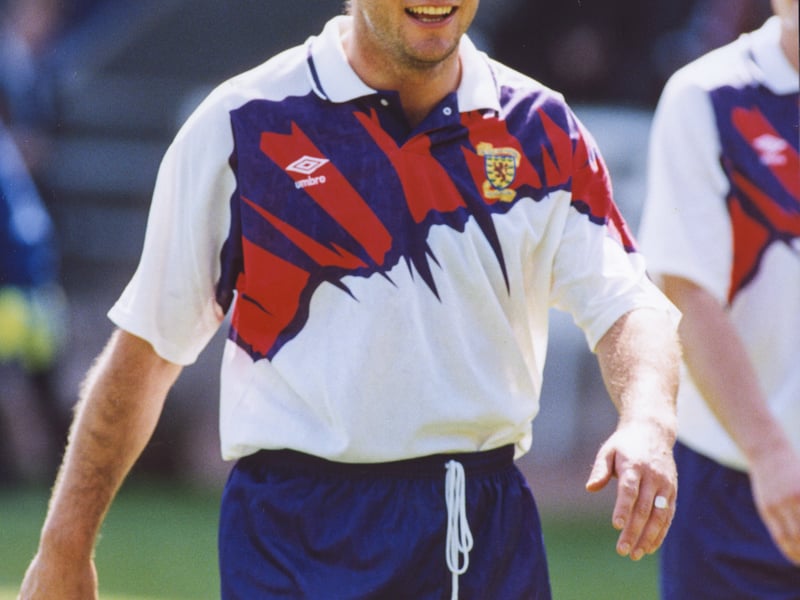 Another jersey available as a remake by Score Draw, this oh-so 1990s Scotland away shirt by Umbro is one of the most popular Tartan Army shirts of all time. Want an original in mint condition? Expect to pay £199.99.