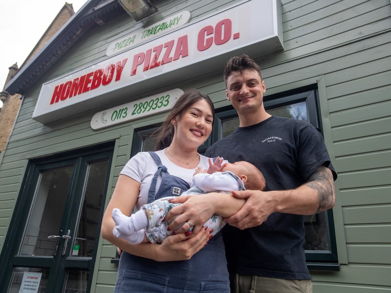 Homeboy Pizza Co opened its first brick and mortar shop in Burley on Friday, June 7. Pictured is owner Harry Pykett with wife Katie and baby Remy. 