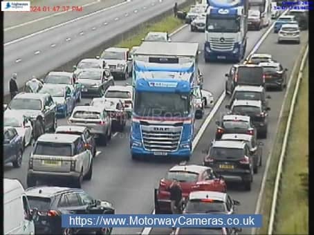 Traffic at a standstill on the M18 in Yorkshire Picture: Motorwaycameras.co.uk